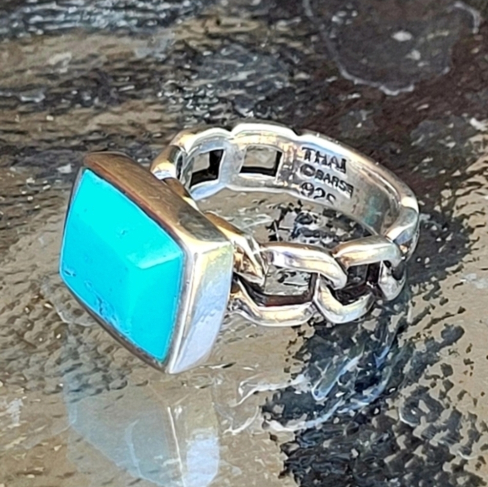 Studio Barse Turquoise and Sterling Silver Chain Link Ring